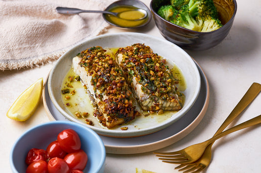 Pistachio-crusted Humpty doo barramundi recipe