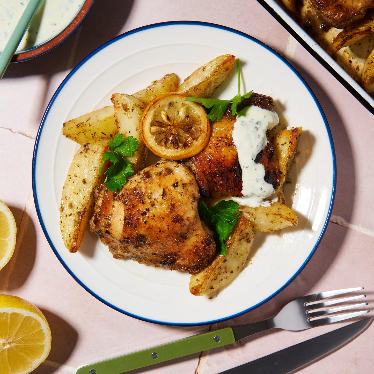 Greek lemon chicken traybake