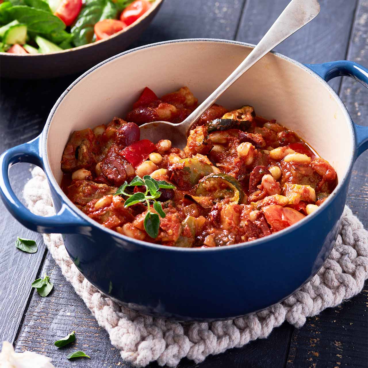 Ratatouille with roast vegetables and cannellini beans