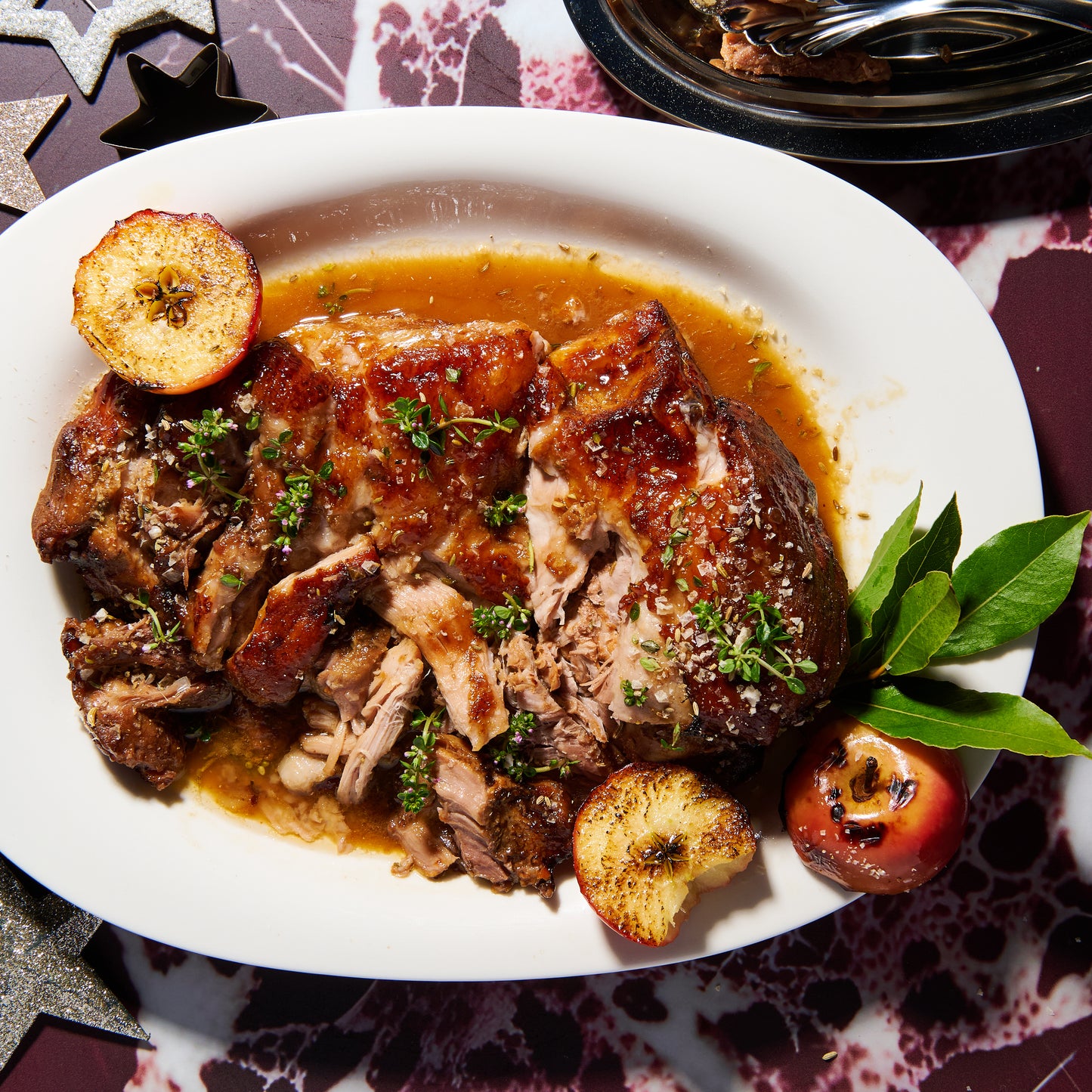 Slow-cooked caramelised pork shoulder with fennel salt