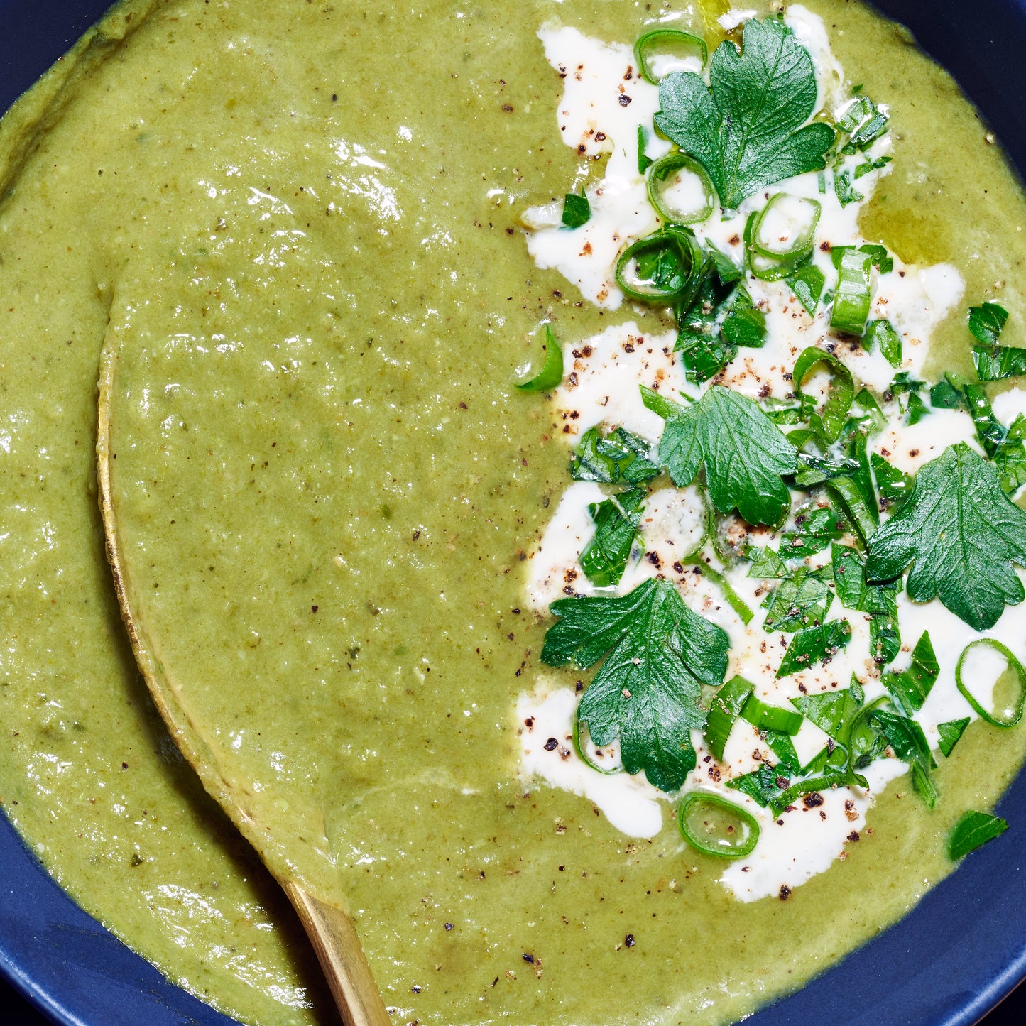 Super green soup with buttermilk and leek