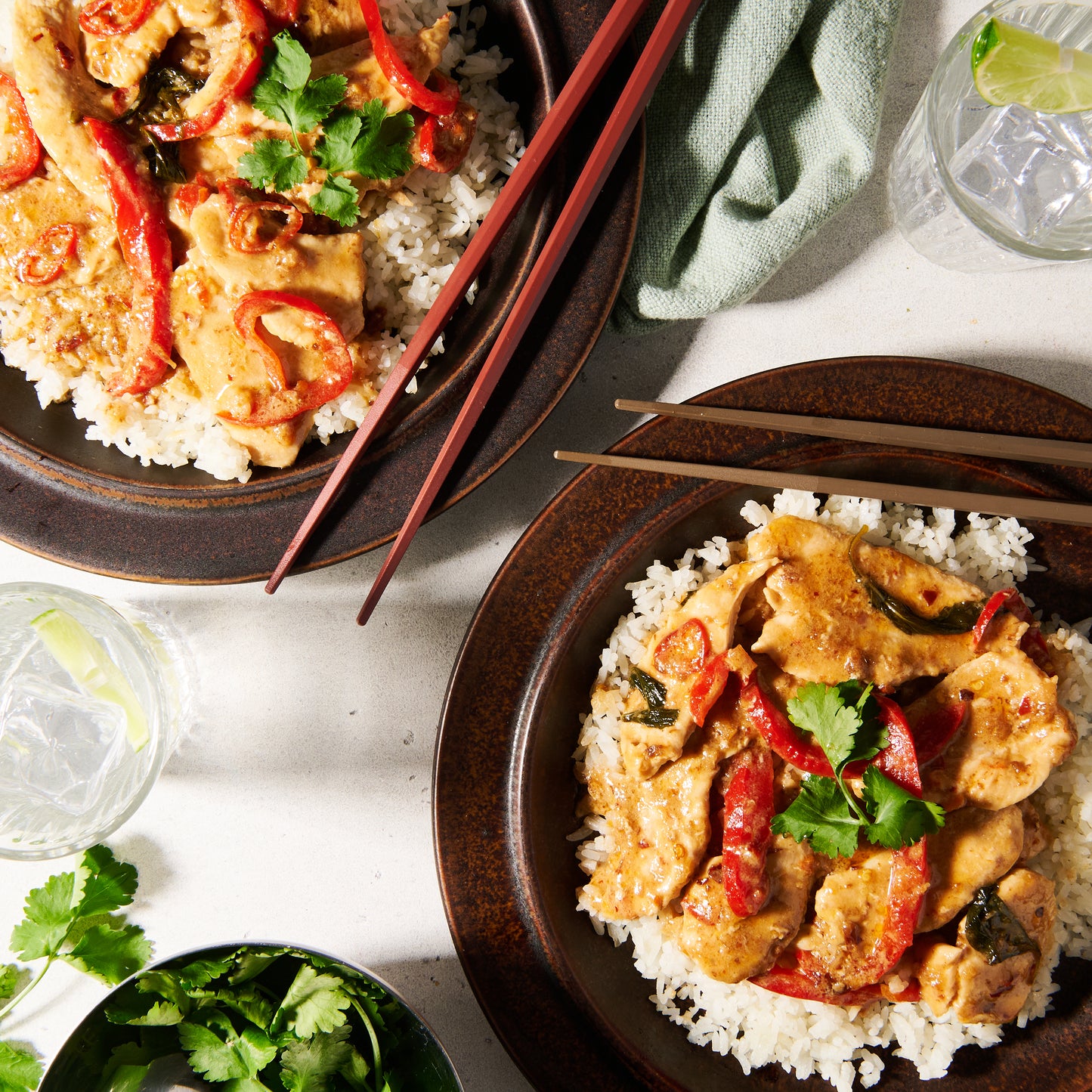 Chilli Jam Chicken served on two plates