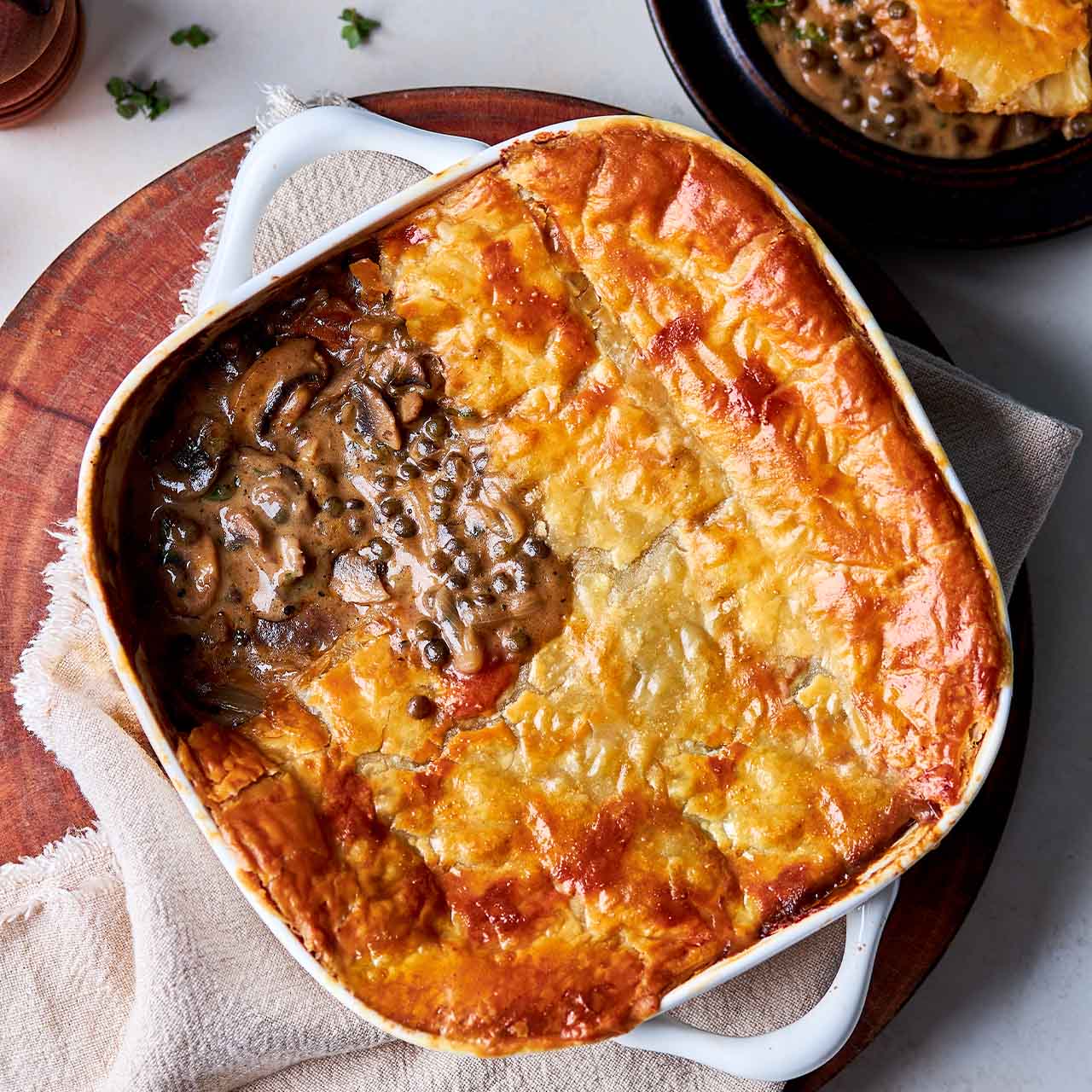 Mushroom, tarragon and French lentil pie