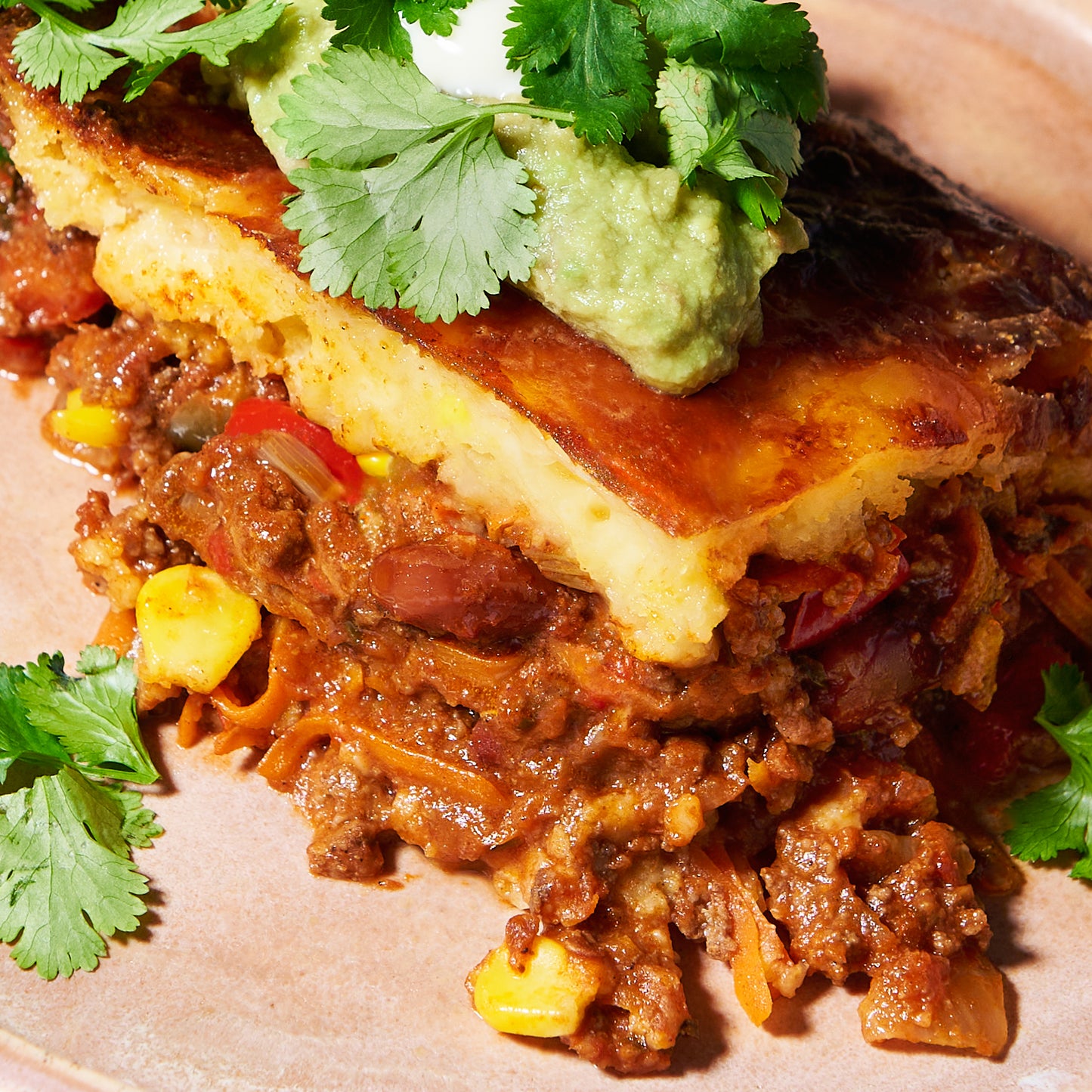 Taco pie with cheesy cornbread topping
