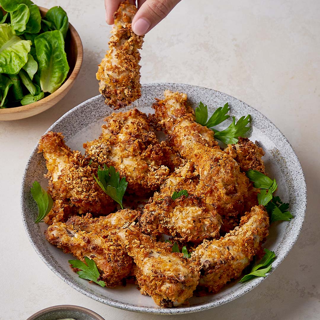 Crispy buttermilk chicken drumettes with Ranch dressing
