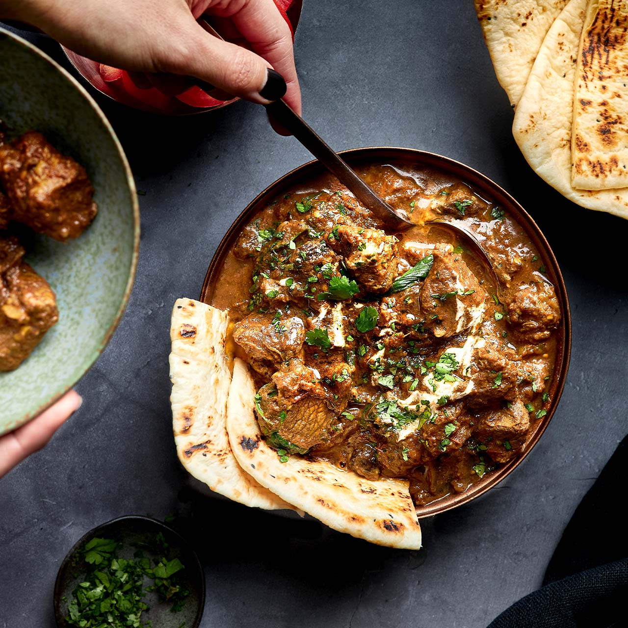 Lamb roghan josh with spinach