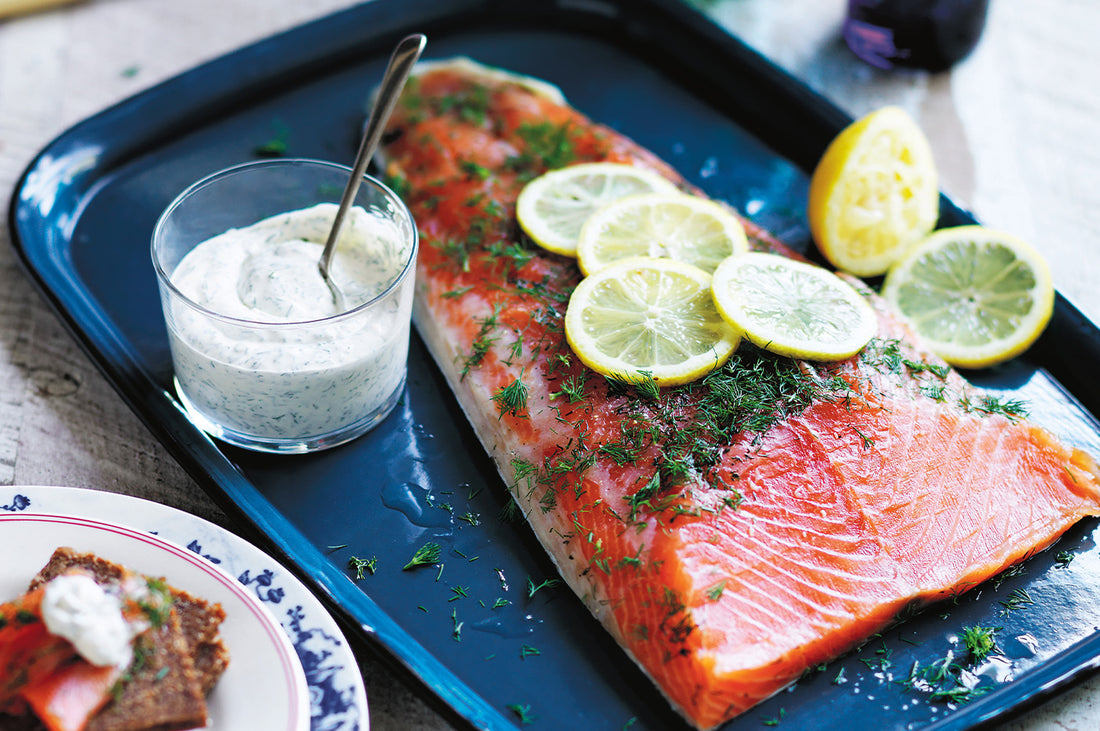 Dill-Cured Gravlax on Blini