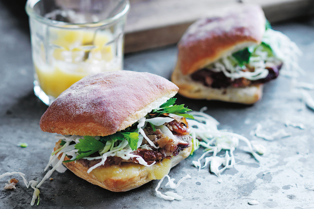 Porchetta Panini with Apple Sauce & Fennel Slaw