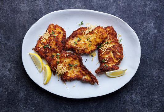 Chicken schnitzel with Parmesan and thyme recipe