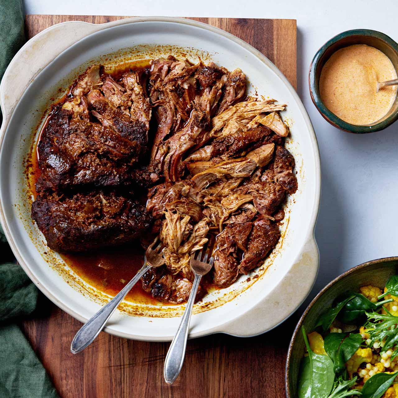 10-hour, slow-cooked deboned leg of lamb shawarma