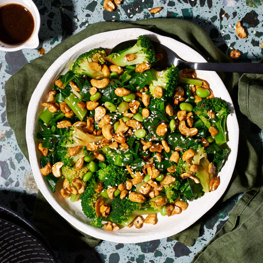 Asian greens with sweet soy dressing and tamari cashews