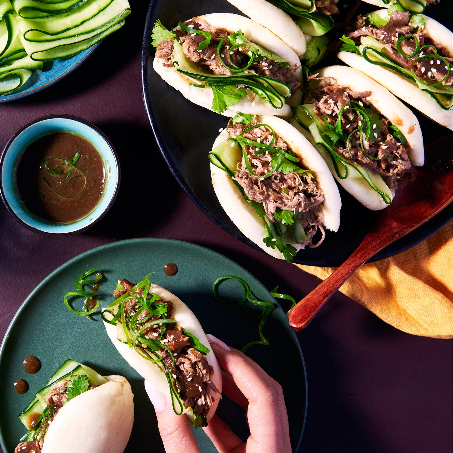 Bao buns with slow-cooked hoisin pork