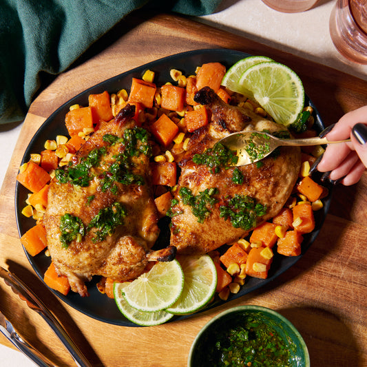 Chicken chimichurri traybake