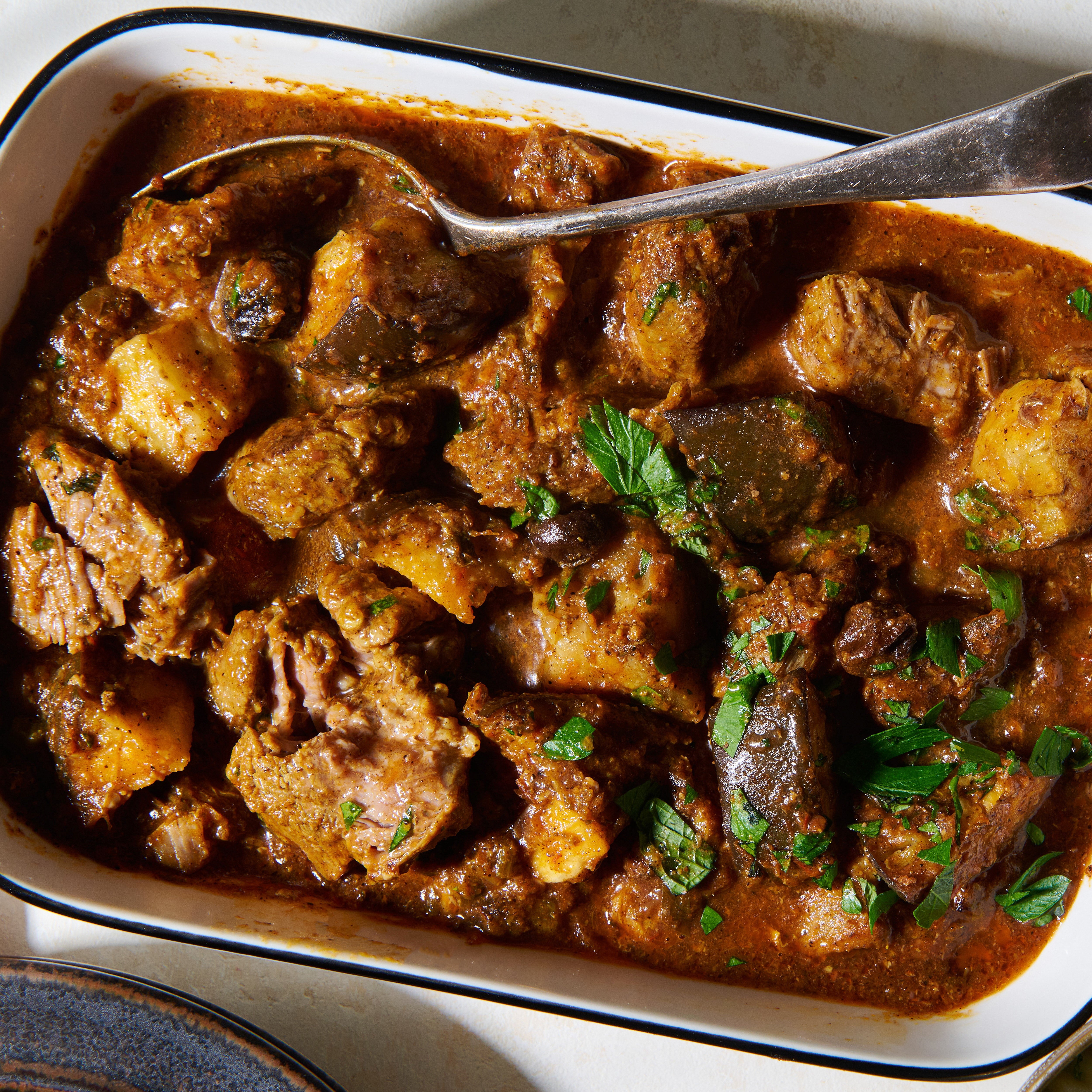 Cinnamon-scented lamb with eggplant