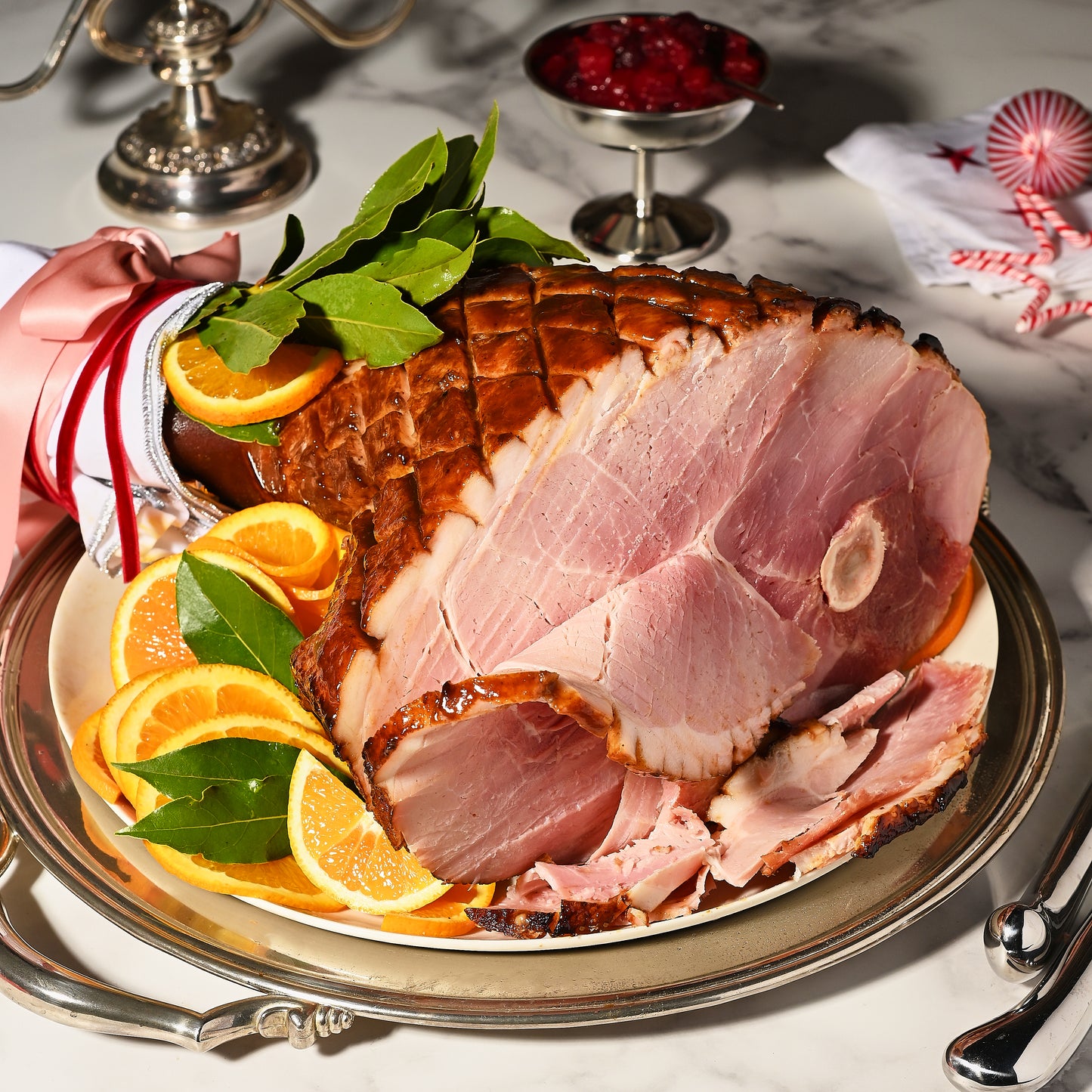 Free-range Christmas ham with spiced maple glaze-hock end