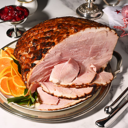 Free-range Christmas ham with spiced maple glaze-rump end