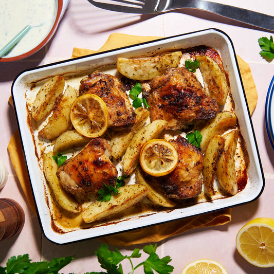 Greek lemon chicken traybake