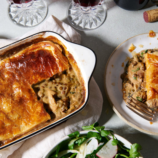 Mushroom tarragon and french lentil pie