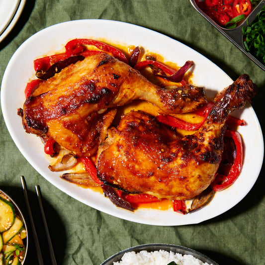 Miso and gochujang roast chicken marylands