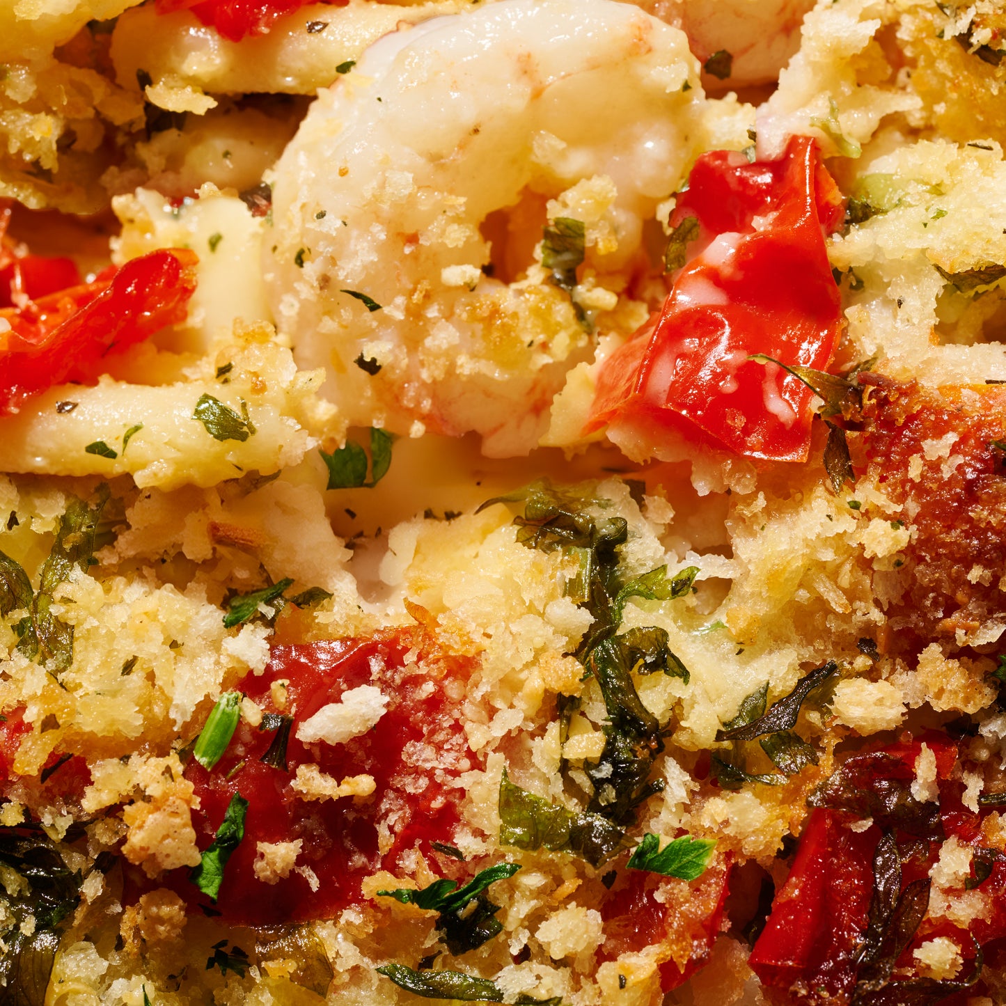 Creamy prawn pasta al forno