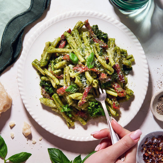 Pesto pasta on a plate