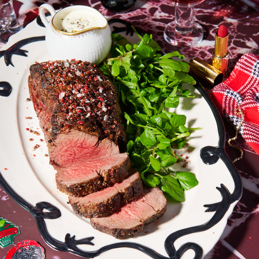 Pink pepper eye fillet with tarragon cream