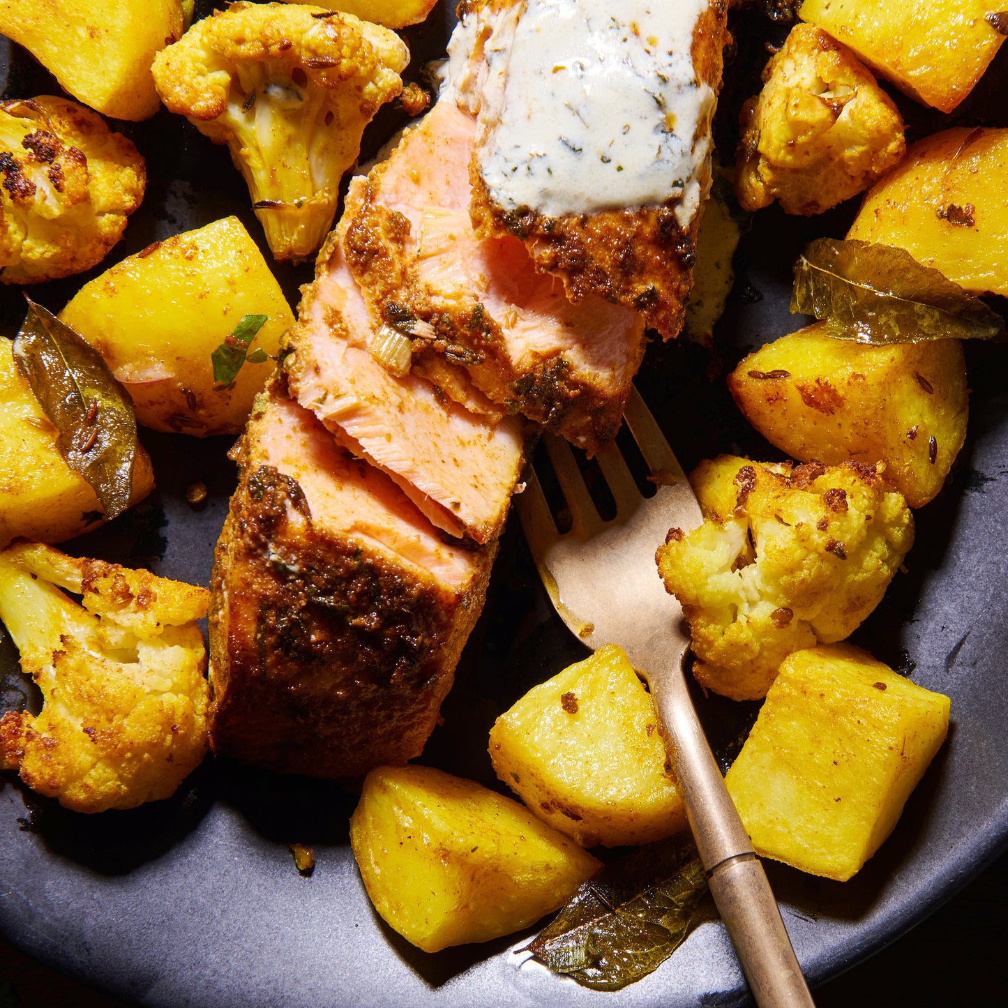 Salmon tikka for one close up 