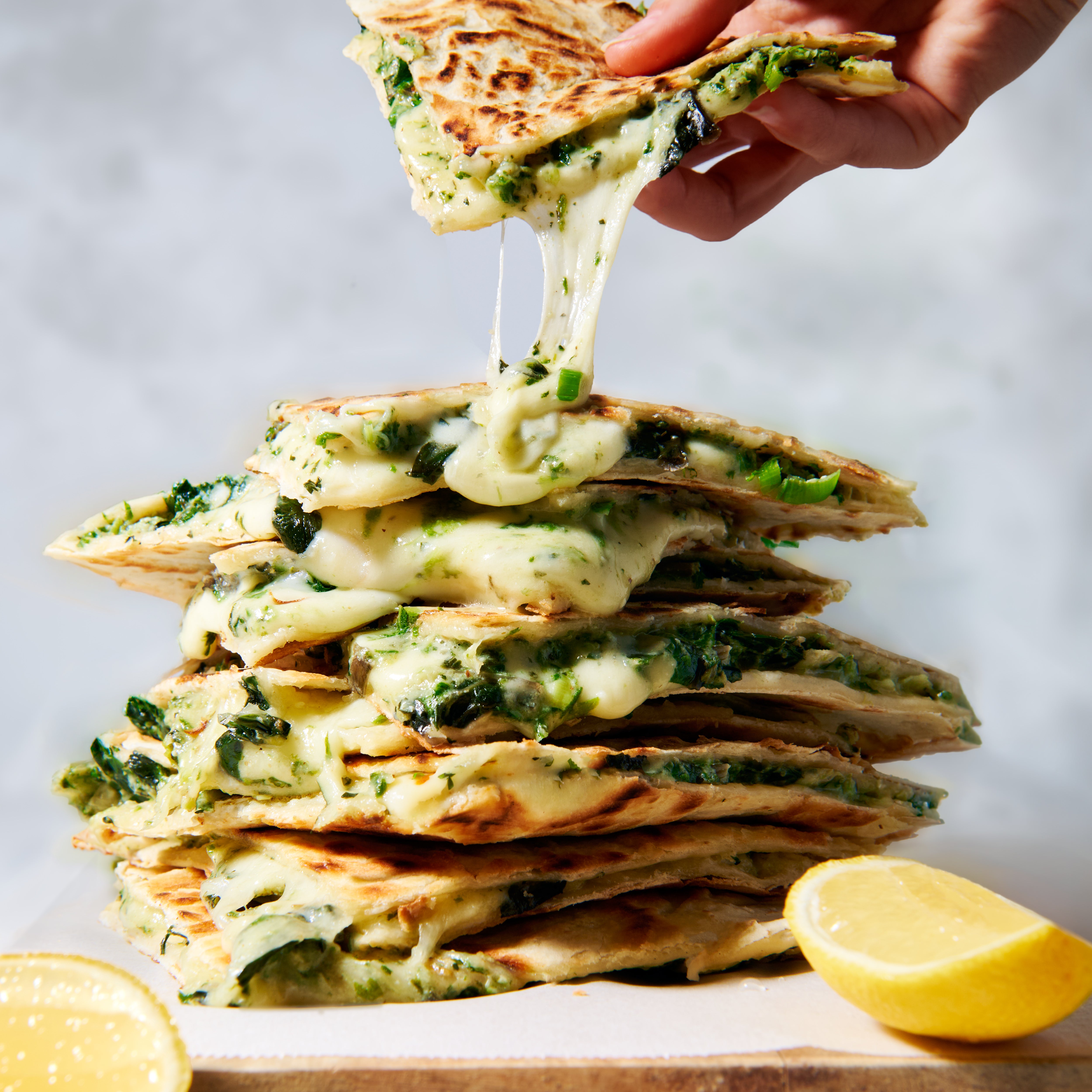 Spinach and three cheese flat breads