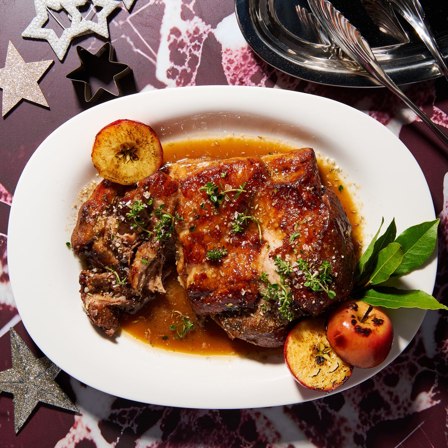 Slow-cooked caramelised pork shoulder with fennel salt
