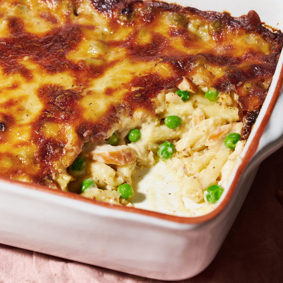 Smoked chicken pasta al forno tray bake