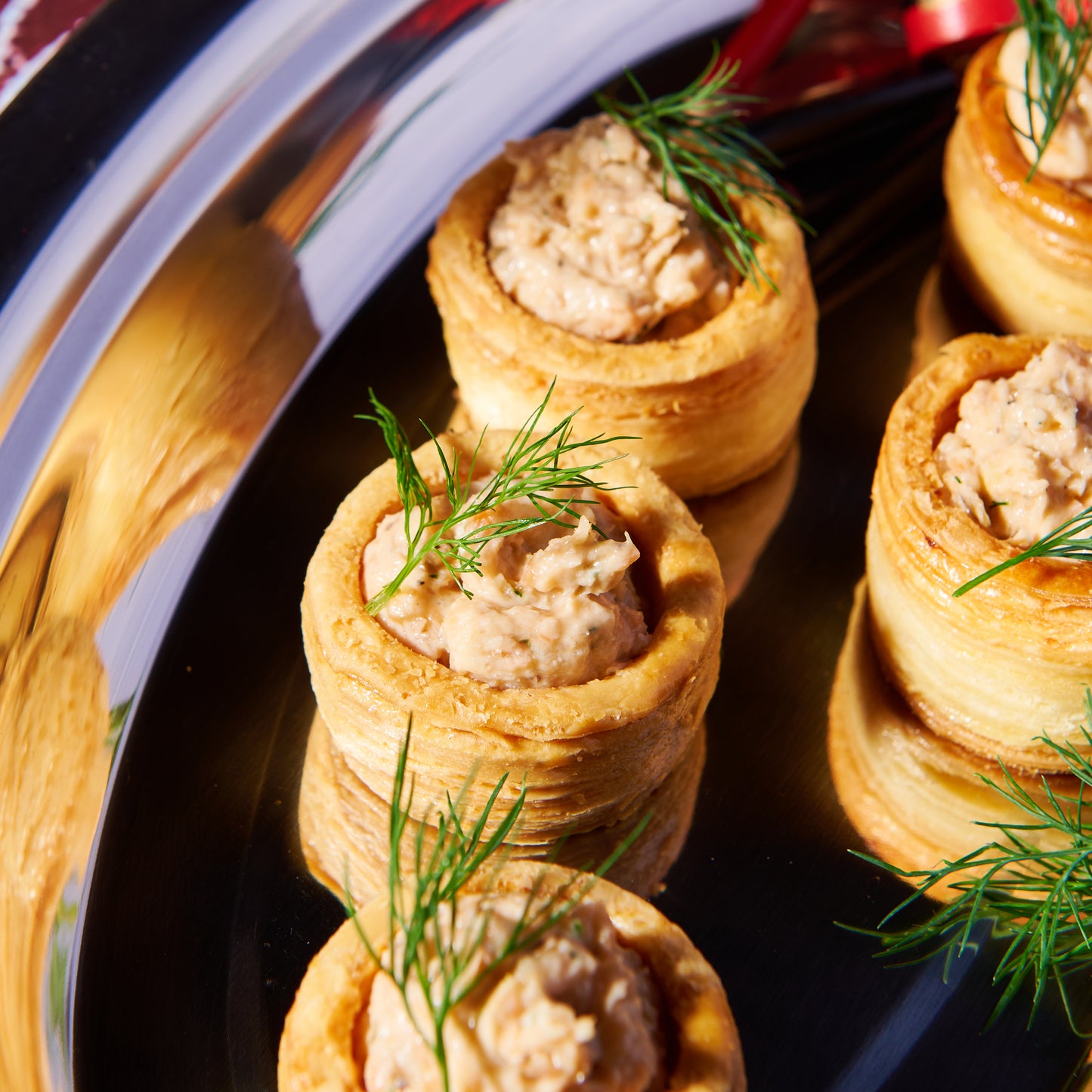 Christmas canapé Smoked trout vol-au-vents with dill and capers
