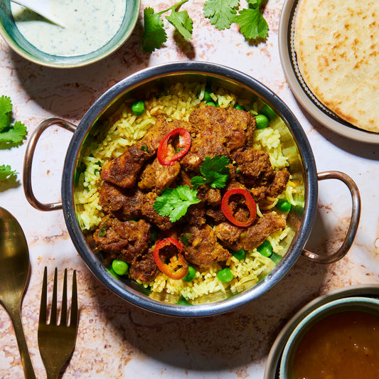 Tandoori chicken with saffron rice and naan bread 