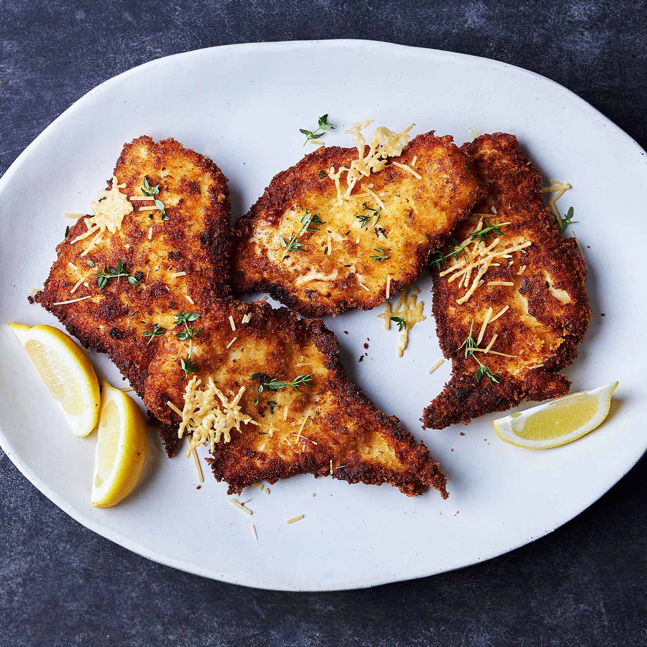 Chicken Schnitty Chicken schnitzel with parmesan and thyme | The Dinner Ladies
