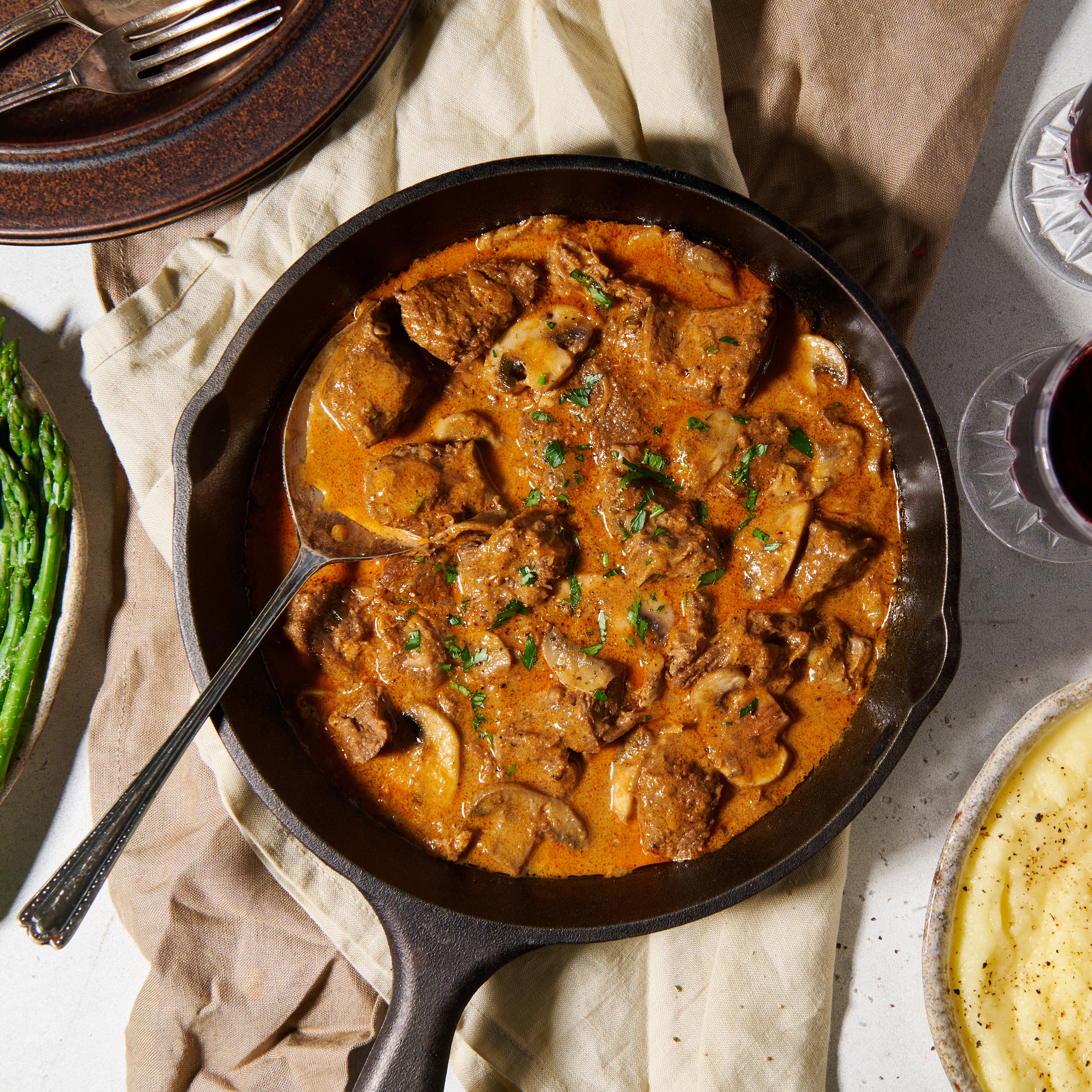 Slow-cooked beef stroganoff