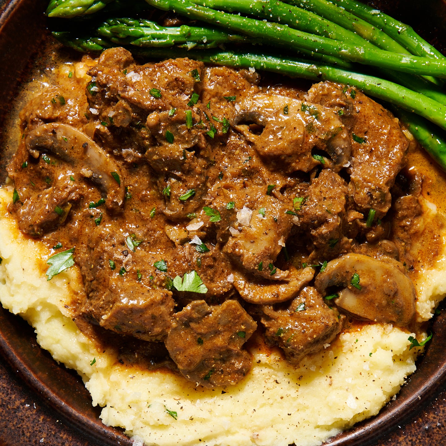 Slow-cooked beef stroganoff