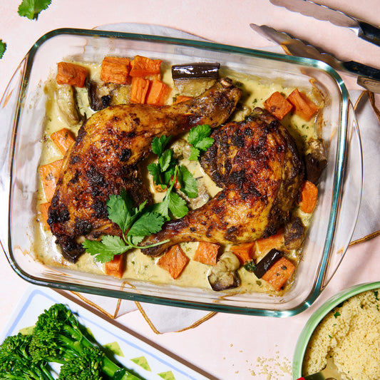 Spiced chicken traybake with coconut lime