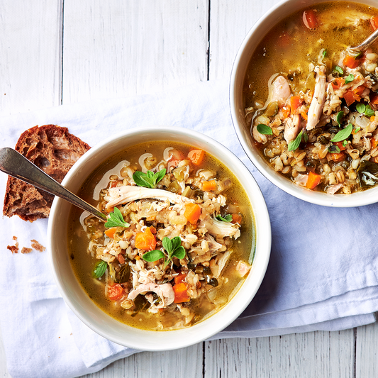 Chicken and pearl barley soup