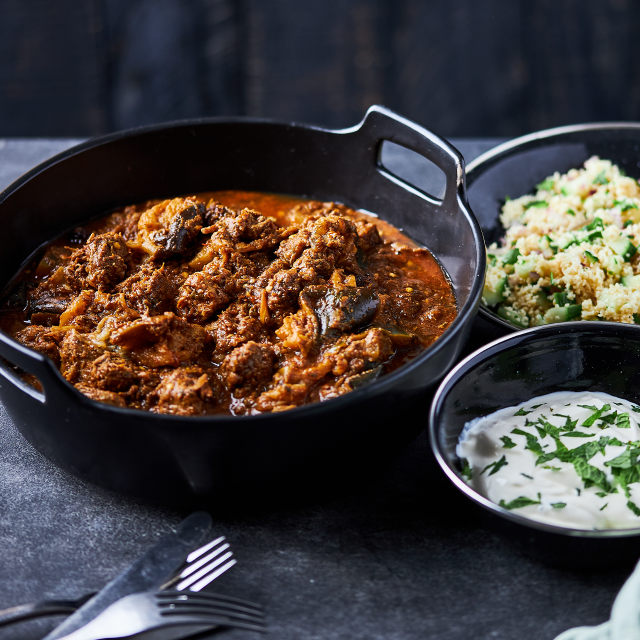 Cinnamon-scented lamb with eggplant