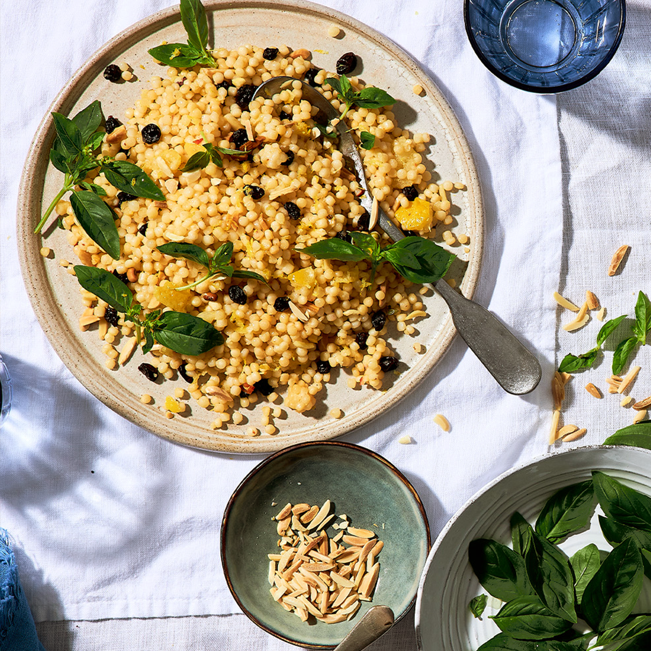 Pearl cous cous with preserved lemon and almonds