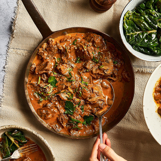 Slow-cooked beef stroganoff