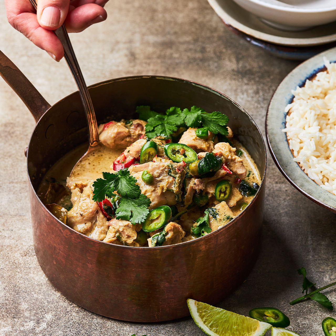 Thai chicken curry with ginger and Thai basil